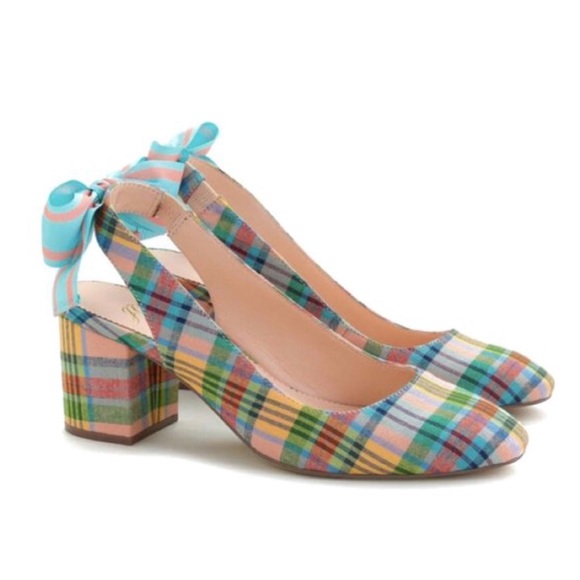 J. Crew Shoes - J.Crew Bow Back Slingback Plaid Pump